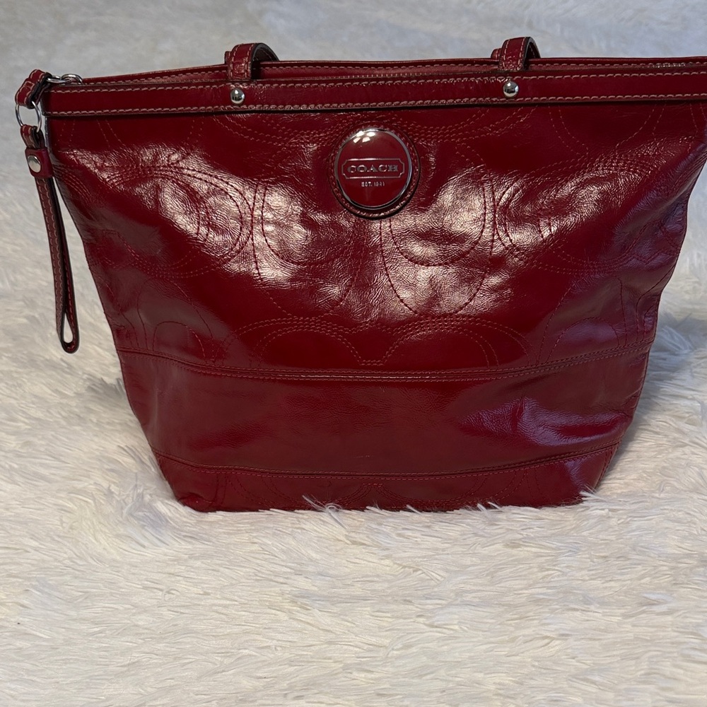 Coach Burgundy Leather Tote Bag